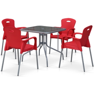 Комплект мебели TL80x80-XRF065BR-Red (4 кресла, стол)