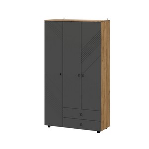 Шкаф трехстворчатый с ящиками Байкал (дуб золотой/графит)