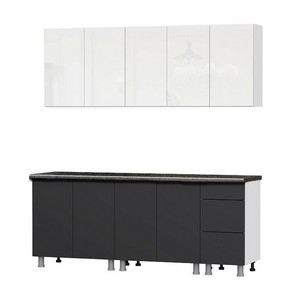 Кухонный гарнитур Модерн New 2 метра (белый/графит/черный)