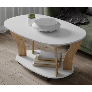 Столик журнальный Консул-3 (белый, дуб крафт золотой)