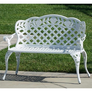 Скамейка из литого алюминия Чайная роза (Tea rose) White