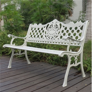 Скамейка садовая из литого алюминия Крылья (Wings) 130х63х85 белая