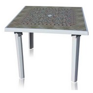 Пластиковый стол квадратный (90 х 90 см, белый с рисунком) АГР