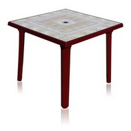 Пластиковый стол квадратный (90 х 90 см, бордовый с рисунком) АГР