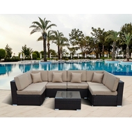 Комплект мебели Малага YR822BB brown-beige (модульный диван, стол)