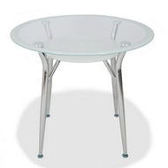 Стол обеденный Виста 80, металл, стекло, белая окантовка