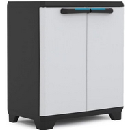 Шкаф из пластика Linear Low Cabinet (Линеар Лоу Кабинет), цвет светло-серый, черный