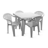 Комплект мебели (стол + 4 кресла) (белый пластик)