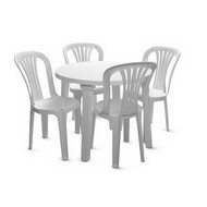 Комплект мебели (стол + 4 стула) (белый пластик)
