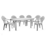 Комплект мебели (стол + 6 кресел) (белый пластик)