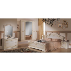Мебель для спальни Ирина с четырехдверным шкафом (бежевый глянец)