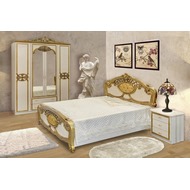 Мебель для спальни Ольга  с четырехдверным шкафом (бежевый с золотым)