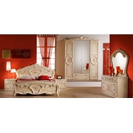 Мебель для спальни Роза (бежевый глянец) с четырехдверным шкафом