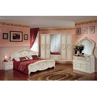 Мебель для спальни Роза (бежевый глянец) с шестидверным шкафом