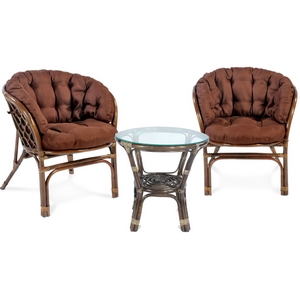 Комплект садовой мебели Багама S (03-10 S) тёмно-коричневый (2 кресла и стол)