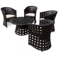 Комплект мебели КМ0009 (чёрный) стол, 4 кресла