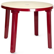 Пластиковый стол круглый (агр, диаметр 0,9 м) бордовый с рисунком