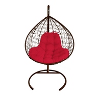 Кресло подвесное Кокон XL иск.ротанг (коричневое с красной подушкой)
