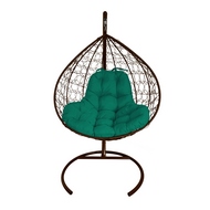 Кресло подвесное Кокон XL иск.ротанг (коричневое с зелёной подушкой)
