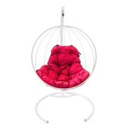 Кресло подвесное металлическое Кокон Круглое (белое с красной подушкой)