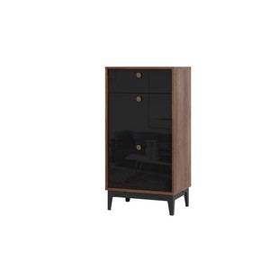 Комод КМ-4 BRASS (каштан арвадона, черный глянец)