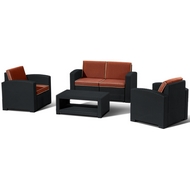 Комплект мебели Lux 4 (тёмно-серый, терракотовый) имит.иск.ротанга