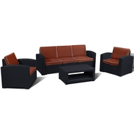Комплект мебели Lux 5 (тёмно-серый, терракотовый) имит.иск.ротанга