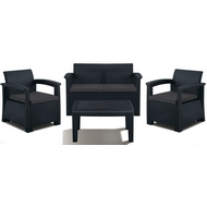 Комплект мебели Soft 4 (тёмно-серый, тёмно-серый) имит.иск.ротанга