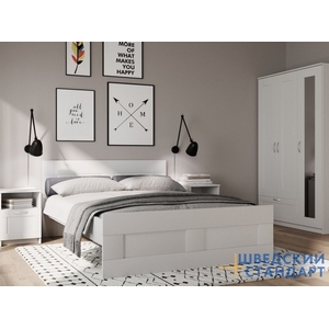 Двуспальная кровать Сириус 140х200 (белый)